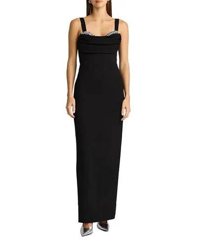 Zac Posen Beaded Peekaboo Gown In Black