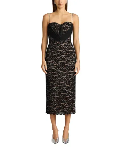 Zac Posen Lace Midi Dress In Black