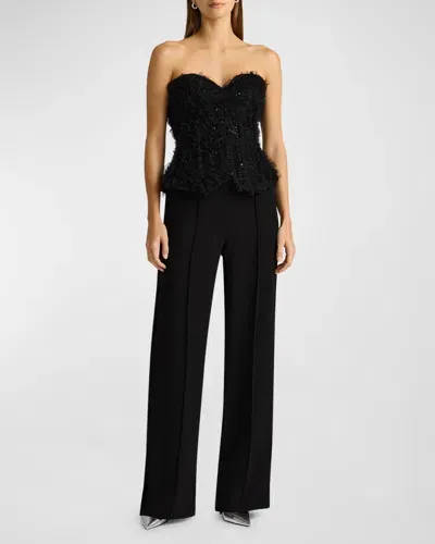 Zac Posen Strapless Ruffle Peplum Jumpsuit In Black