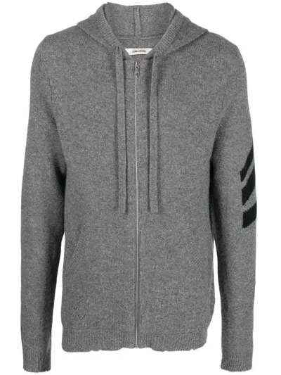 Zadig & Voltaire Cashmere Zip-up Hoodie In Grey