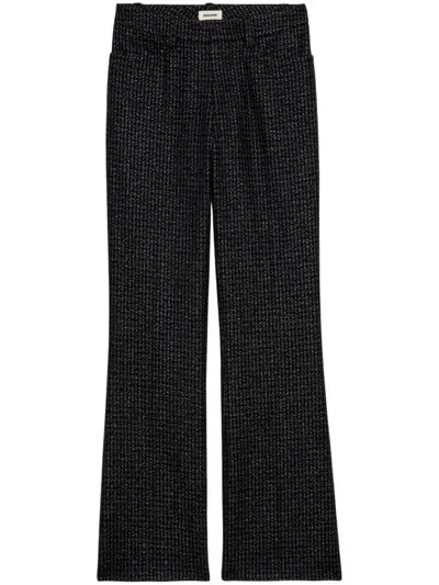 Zadig & Voltaire Piston Glitter Velvet Trousers In Noir