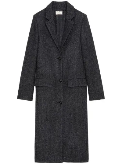 Zadig & Voltaire Wool-blend Single-breasted Coat In Grey