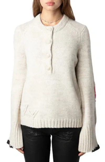 Zadig & Voltaire Halty Cashmere Cardigan In Oatmeal