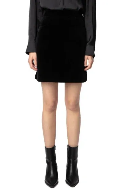 Zadig & Voltaire Junette Velvet Miniskirt In Noir