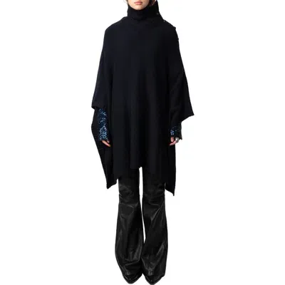 Zadig & Voltaire Palma Cashmere Poncho In Encre