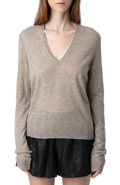 Zadig & Voltaire Rivy Cashmere Sweater In Latte