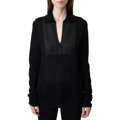 Zadig & Voltaire Sally Diamante Cashmere Sweater In Noir