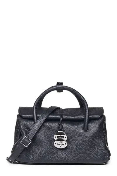 Zanellato Dotta Centauro Small Top Handle Bag In Black