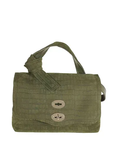 Zanellato Postina Jones Caiman Crocodile Effect Bag In Green