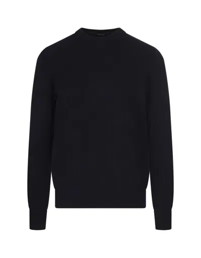 Zegna Blue Oasi Cashmere Crew Neck Sweater