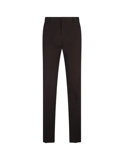 Zegna Brown Stretch Cotton Slim Fit Trousers