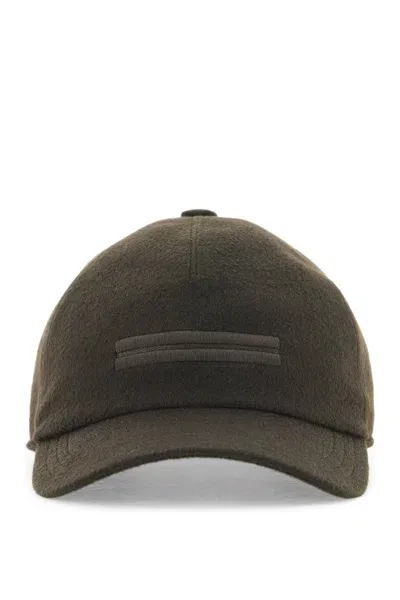 Zegna Cappello Baseball In Oasi Cashmere In Brown