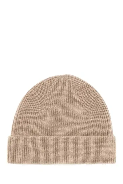 Zegna Cappuccino Cashmere Beanie Hat In Brown