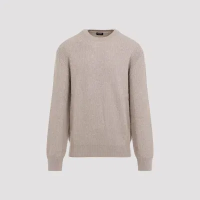 Zegna Oasi Cashmere Cable Crewneck In Grey