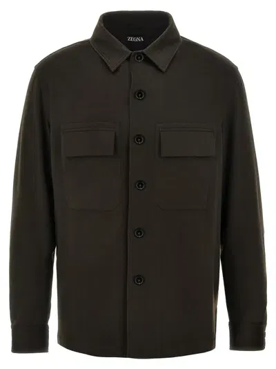 Zegna Cashmere Shirt In Brown