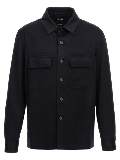 Zegna Long-sleeve Button-fastening Shirt In Dark Blue