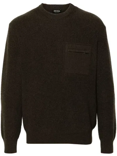 Zegna Cashmere Sweater In Brown