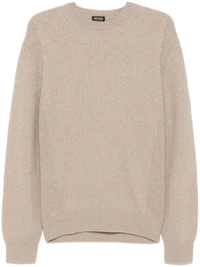 Zegna Cashmere Sweater In Beige