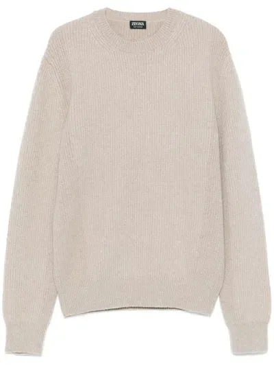 Zegna Cashmere Sweater In Neutrals