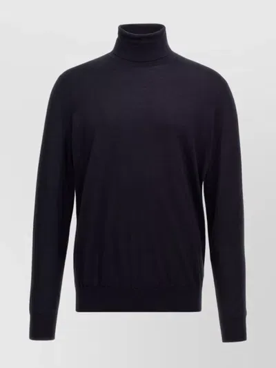 Zegna Cashmere Turtleneck Sweater Silk In Blue