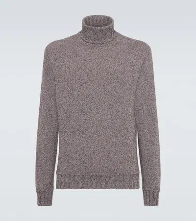 Zegna Cashmere Turtleneck Top In Brown