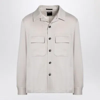 Zegna Classic Long Sleeve Cashmere Shirt-jacket For Men In White