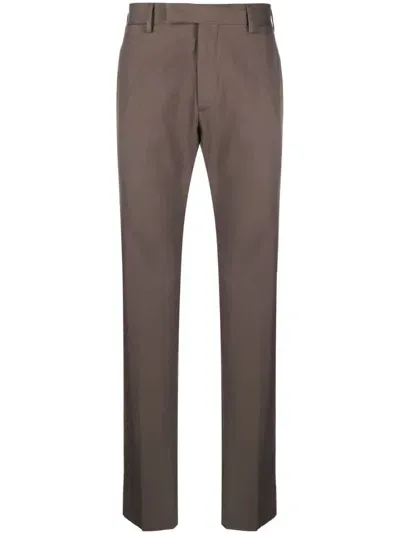 Zegna Cotton Tailored Trousers In Brown