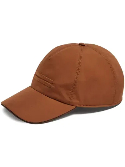 Zegna Embroidered Baseball Cap In Brown