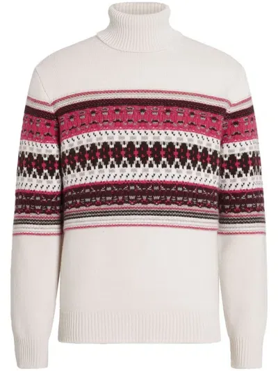 Zegna Fair-isle Cashmere Jumper In White