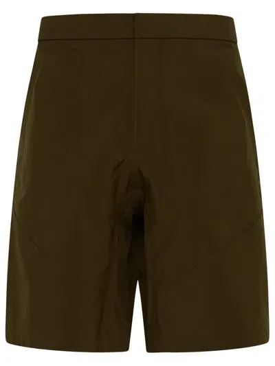 Zegna Green Polyester Blend Bermuda Shorts  In Brown