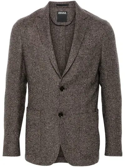 Zegna Interwoven Blazer In Brown