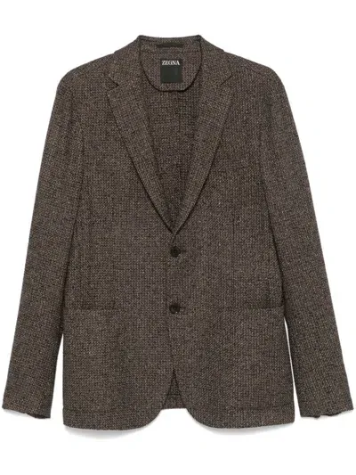 Zegna Interwoven-design Blazer In Brown