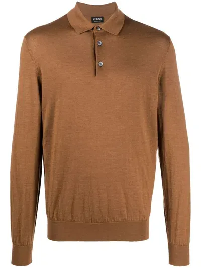 Zegna Front Press-stud Fastening Shirt In Brown