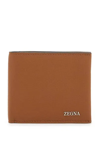 Zegna Leather Bifold Wallet In Brown