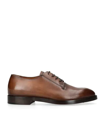 Zegna Leather Torino Derby Shoes In Brown