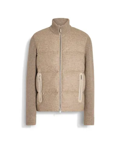 Zegna Light Taupe Multimélange Oasi Cashmere Full Zip Blouson