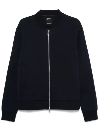 Zegna Logo-appliqué Sweatshirt In Blue