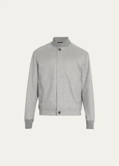 Zegna Oasi Cashmere Bomber Jacker In Gris Chiné