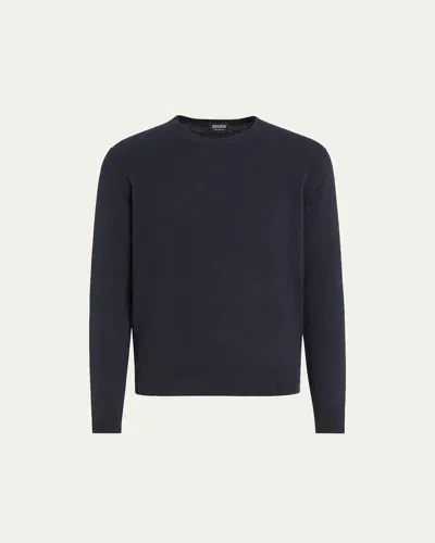 Zegna Pull Ras Du Cou Oasi Cashmere Bleu Marine