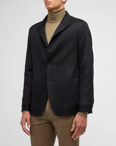 Zegna Count's Stand Collar Single-breasted Jacket In Black