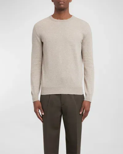 Zegna Men's Solid Oasi Cashmere Sweater In Ivory