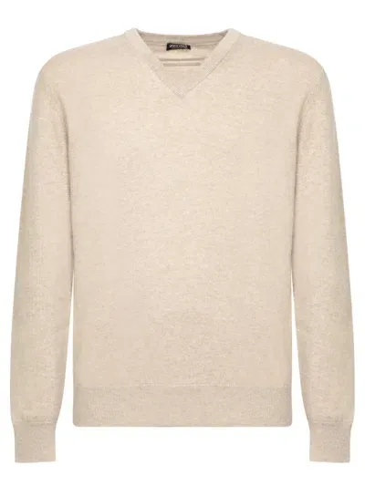 Zegna Oasi Beige Cashmere Sweater In Neutral