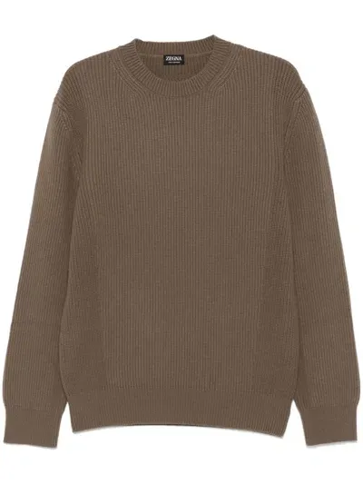 Zegna Oasi Cashmere Sweater In Brown