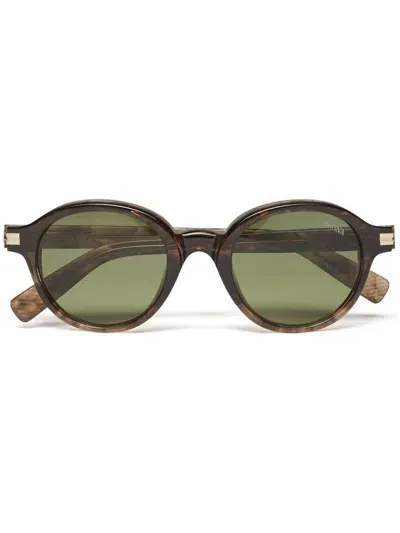 Zegna Oval-frame Sunglasses In Brown