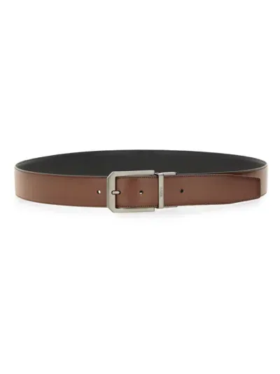 Zegna Reversible Leather Belt In Brown