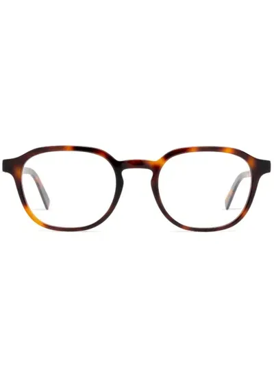 Zegna Round-frame Glasses In Brown