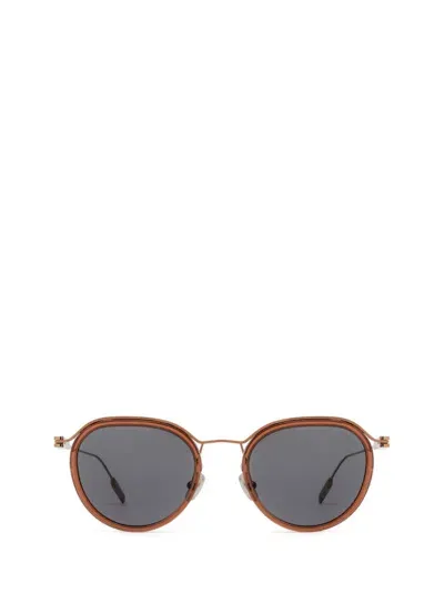 Zegna Round Frame Sunglasses In Brown