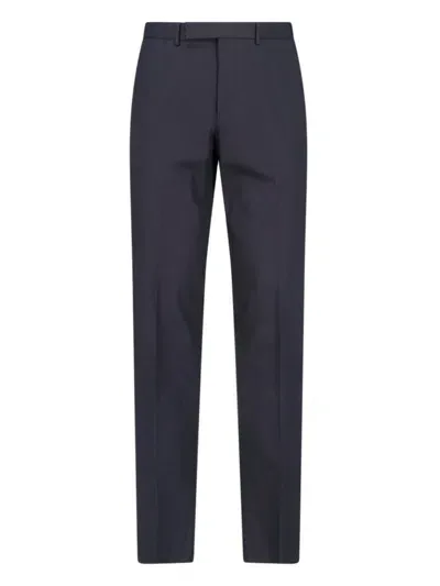 Zegna Straight Leg Tailored Pants In Blue