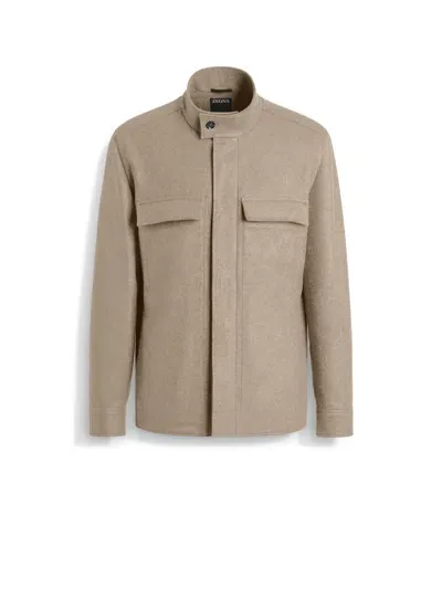 Zegna Surchemise Oasi Cashmere In Light Taupe Multimélange