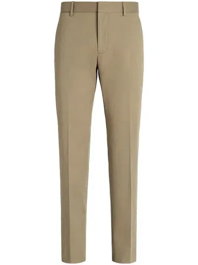 Zegna Tailored Tapered-leg Trousers In Brown